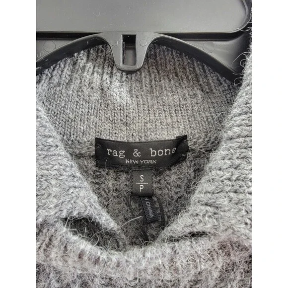 rag & bone Madix Wool-Alpaca Polo Sweater Women's S Charcoal Heather Pullover - Picture 7 of 14
